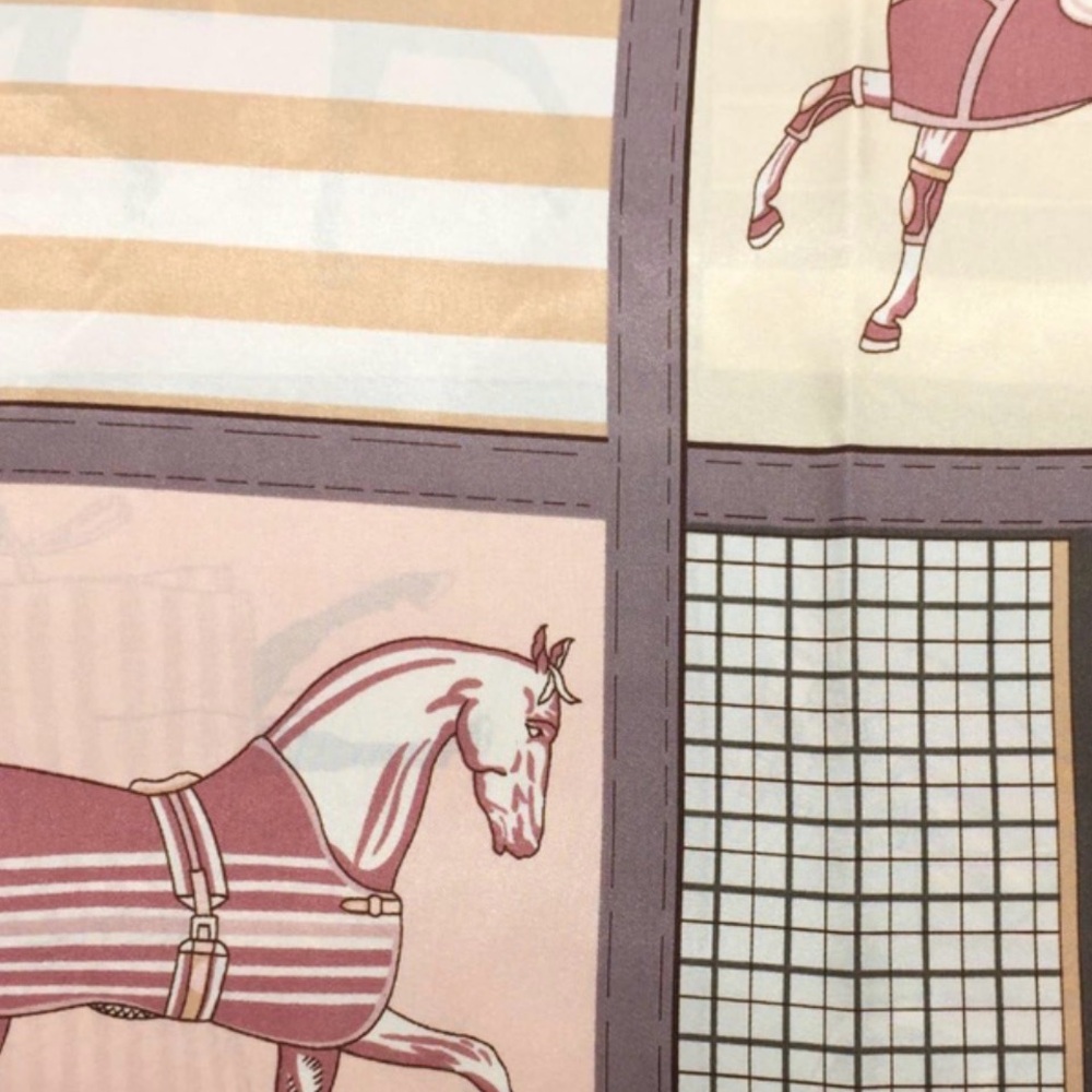 Equestrian Print Silk-Feel Head Scarf 35X35 - Picture 4 of 7